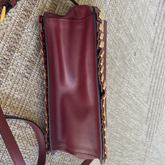 Prada Burgendy Saffiano city C Lux leather Studded Idol Should bag - Picture 13 of 13